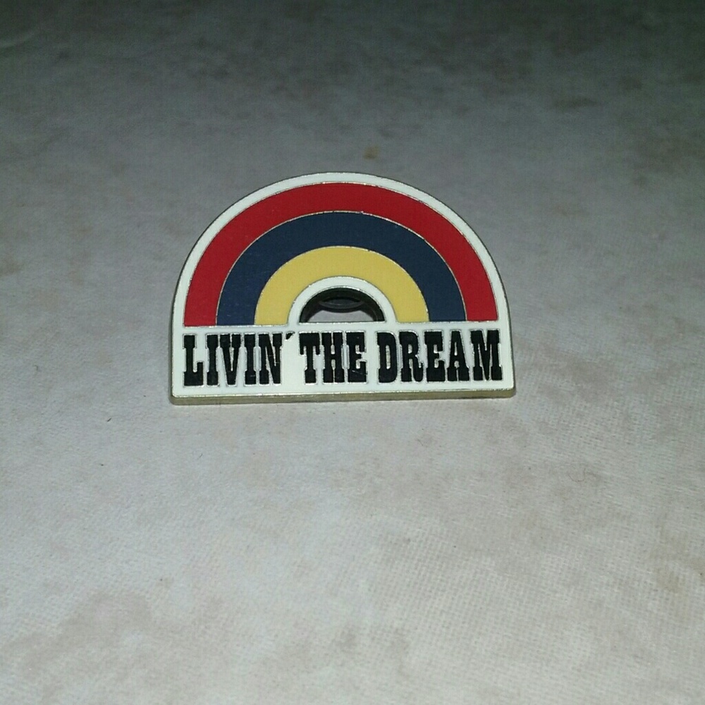Livin The Dream Rainbow Enamel Lapel Pin Cute Sarcastic Novelty Hat Jacket Badge